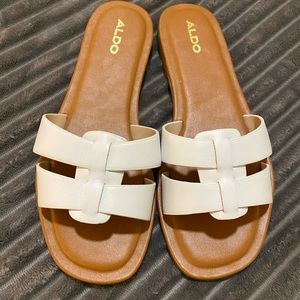 Aldo white flat sandals size 6